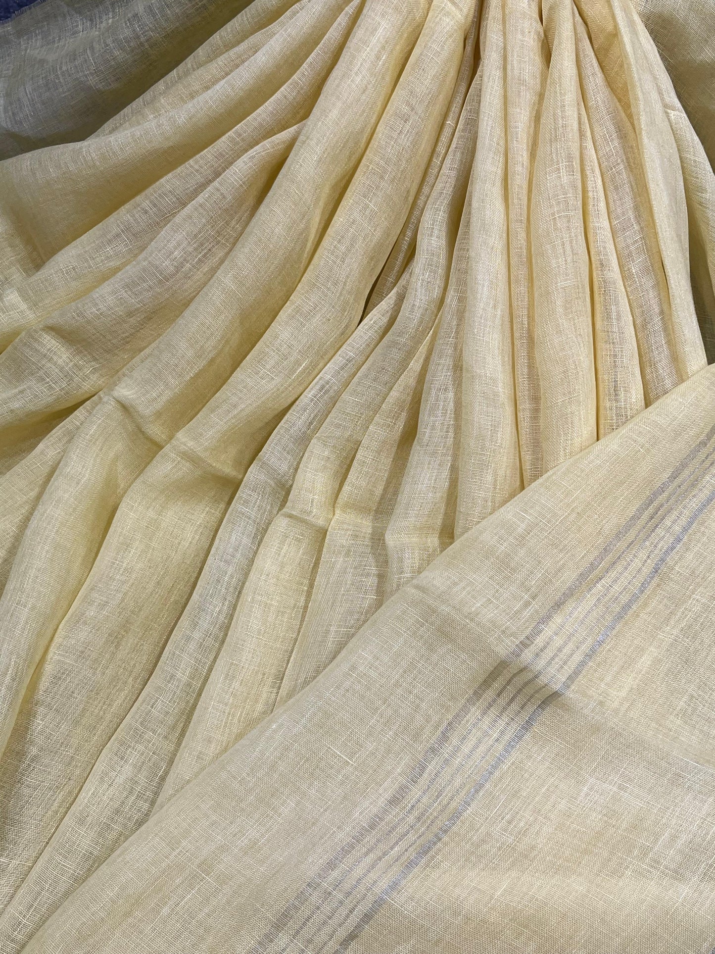 PASTEL YELLOW PURE HANDLOOM LINEN SAREE