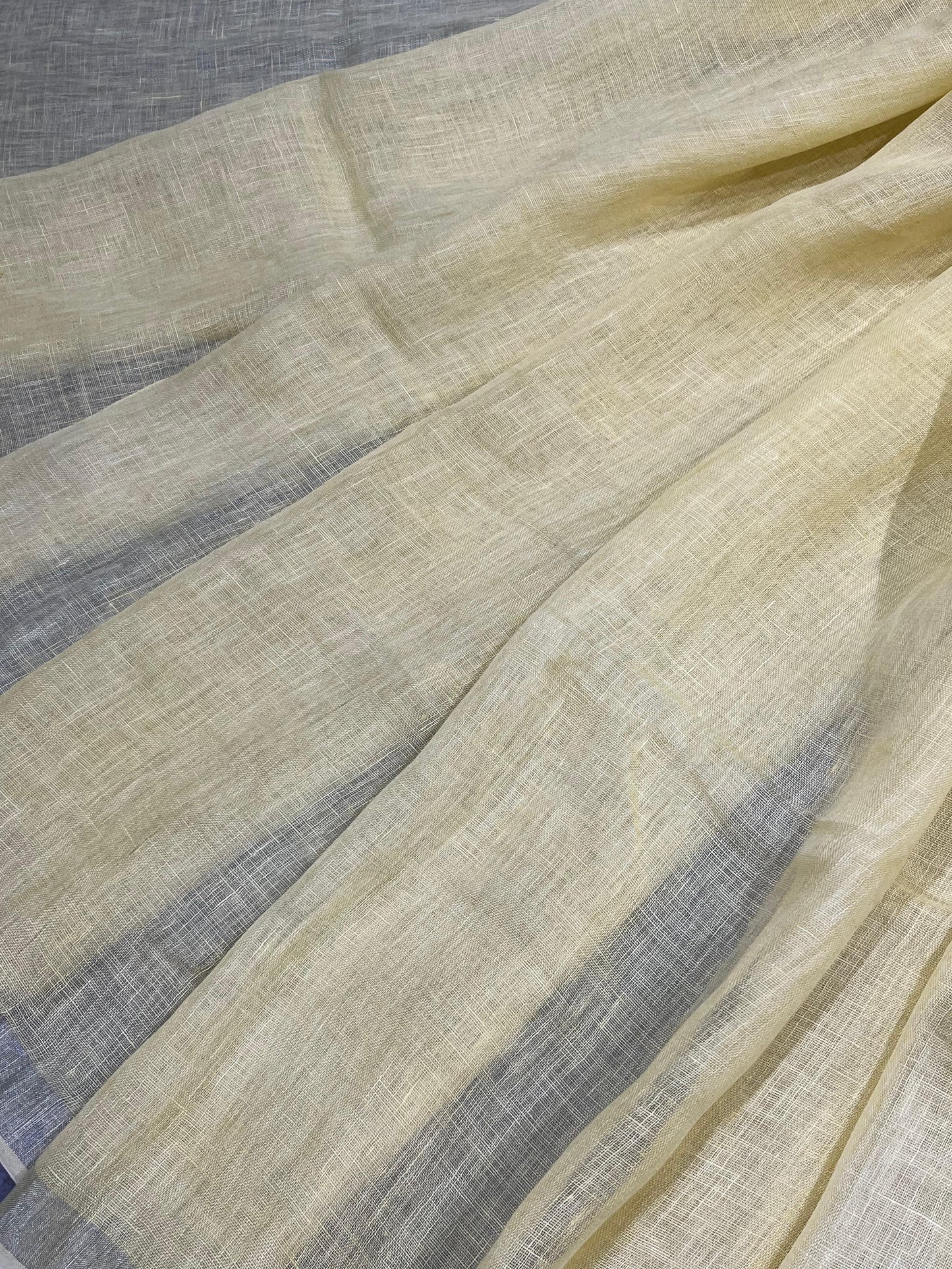 PASTEL YELLOW PURE HANDLOOM LINEN SAREE