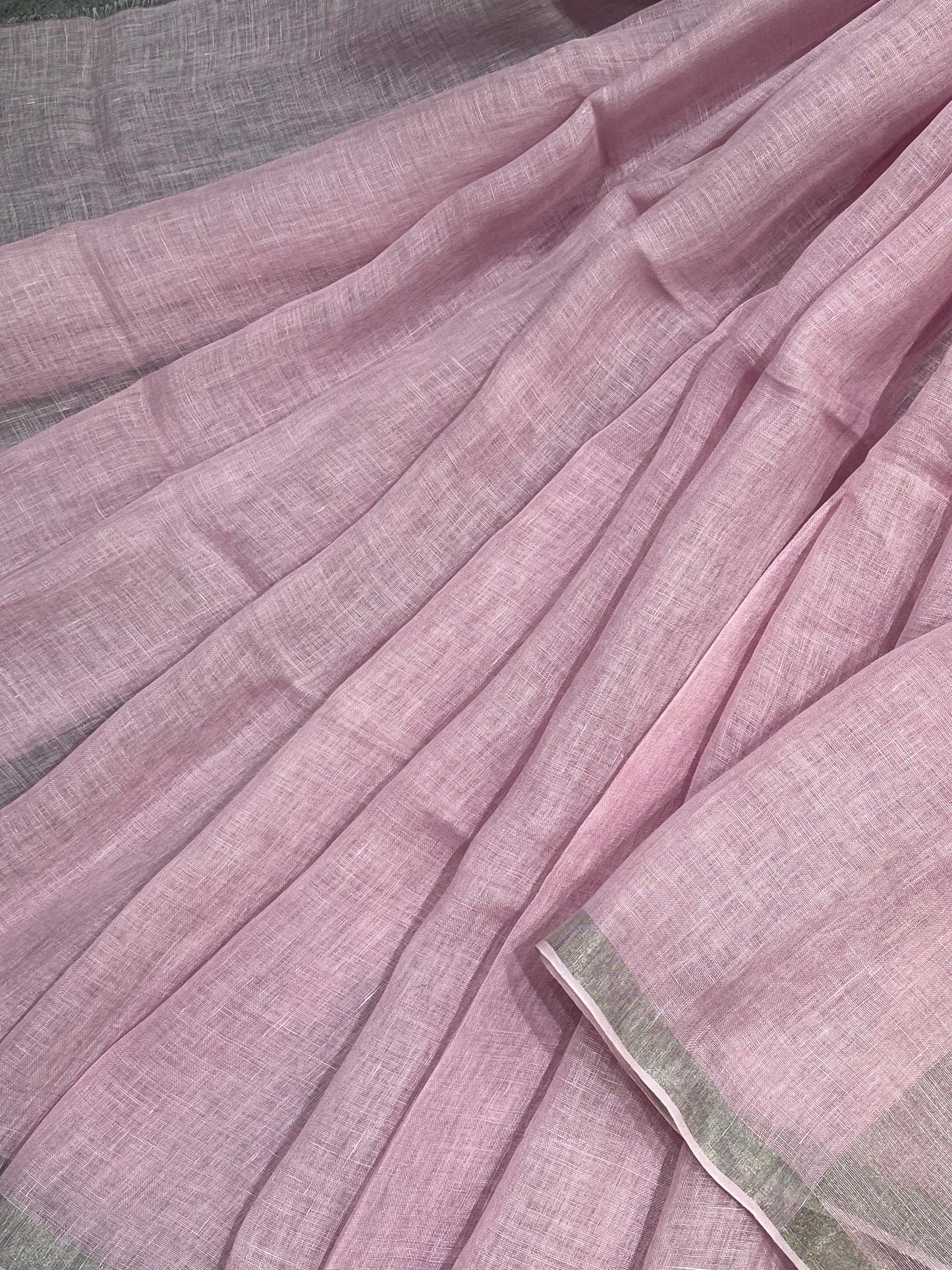 PINK PURE HANDLOOM LINEN SAREE