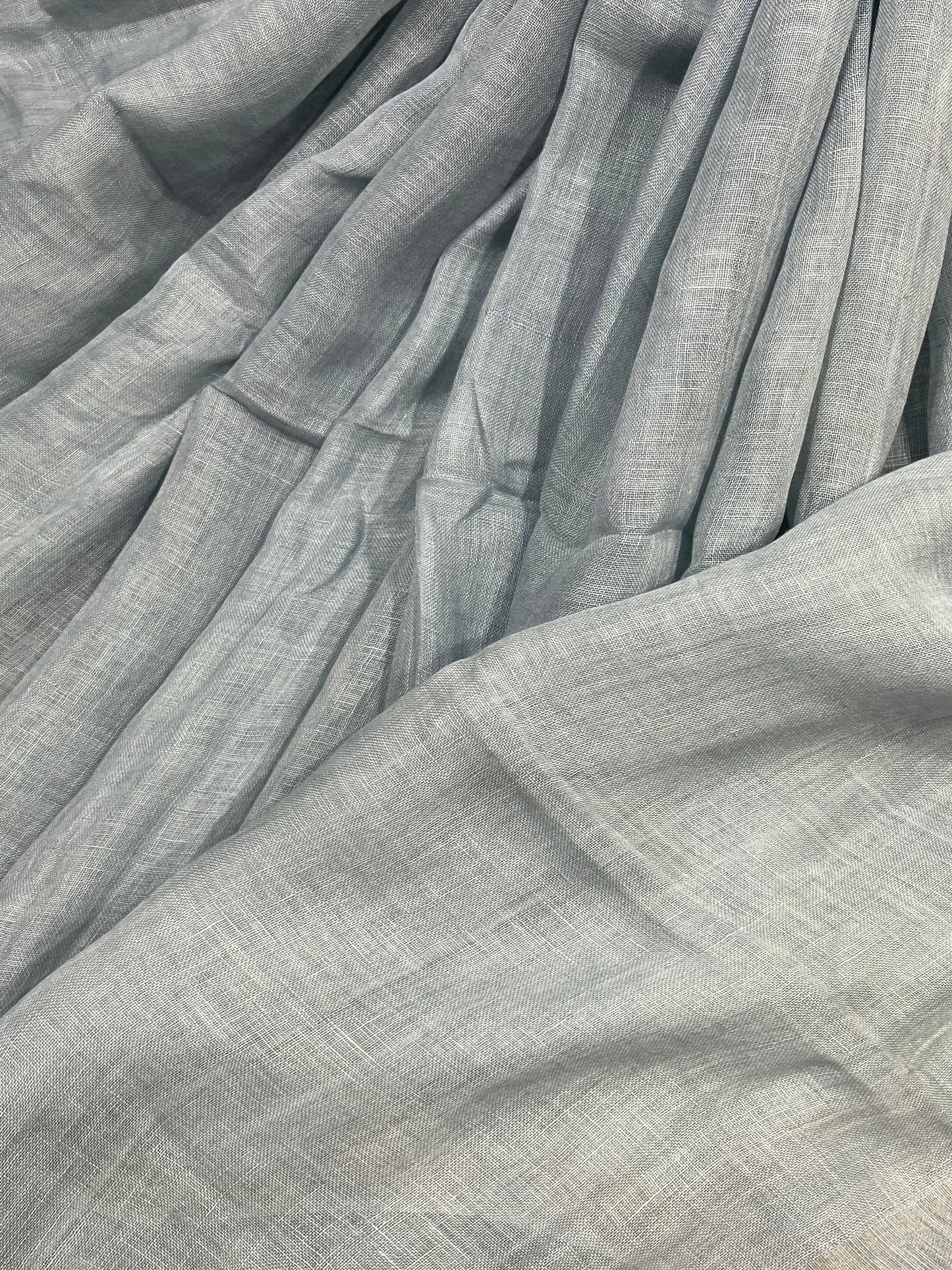 LIGHT BLUE PURE HANDLOOM LINEN SAREE