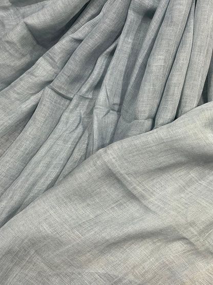LIGHT BLUE PURE HANDLOOM LINEN SAREE