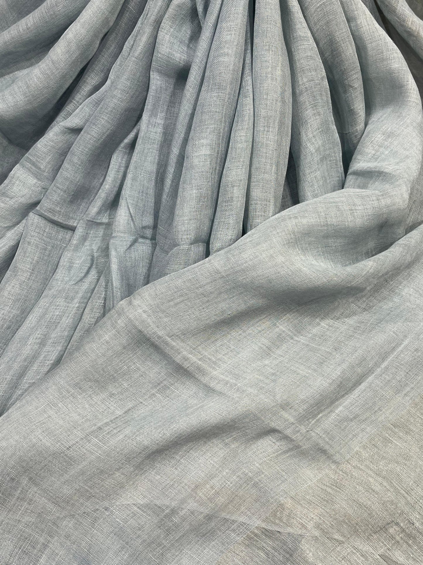 LIGHT BLUE PURE HANDLOOM LINEN SAREE