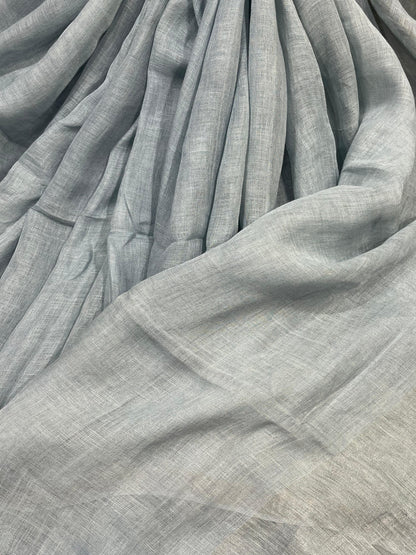 LIGHT BLUE PURE HANDLOOM LINEN SAREE