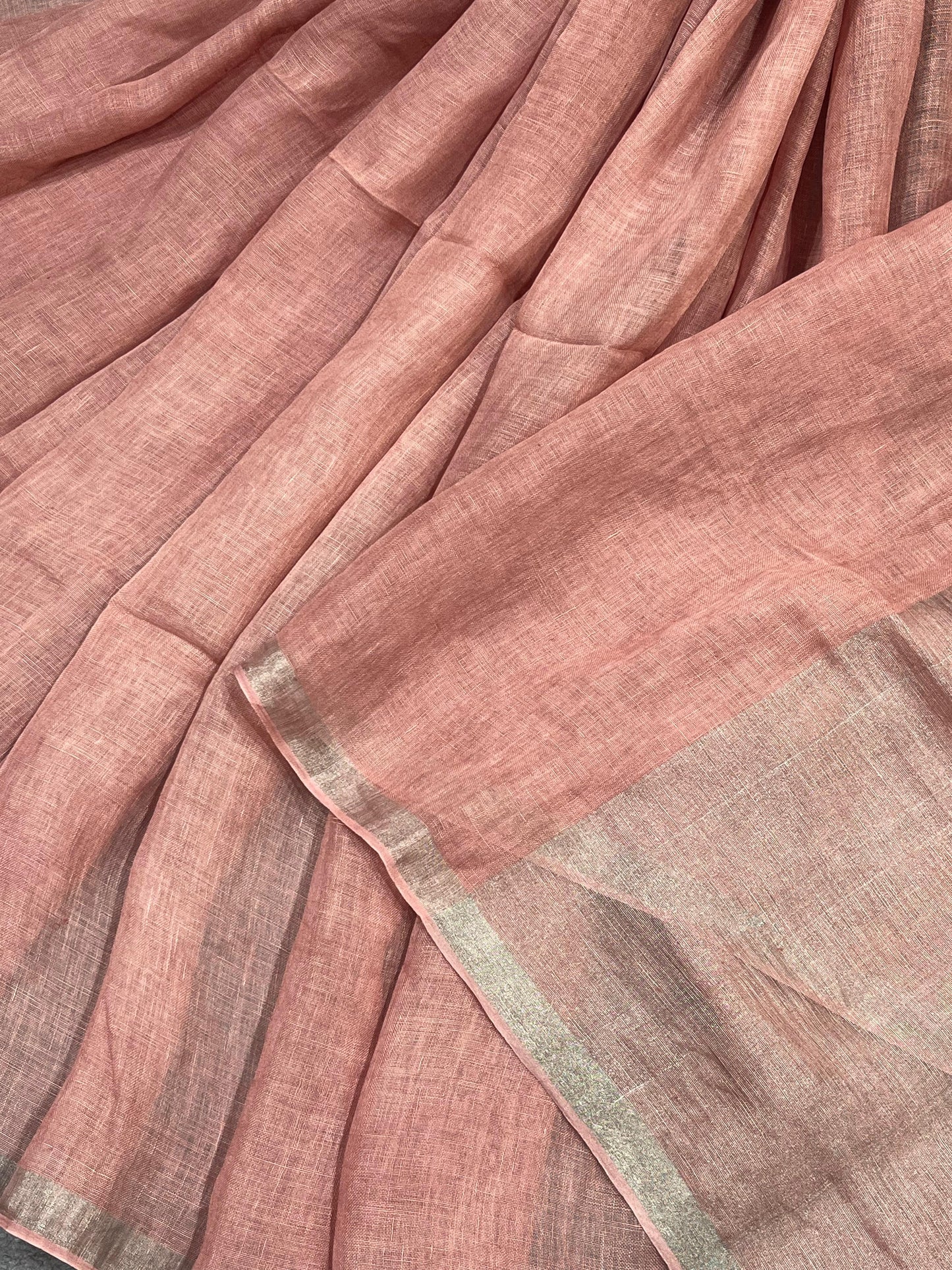 DUSTY ROSE PINK PURE HANDLOOM LINEN SAREE