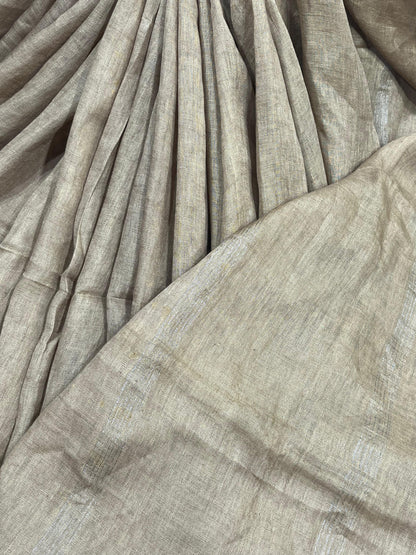 SAND GOLD PURE HANDLOOM LINEN SAREE