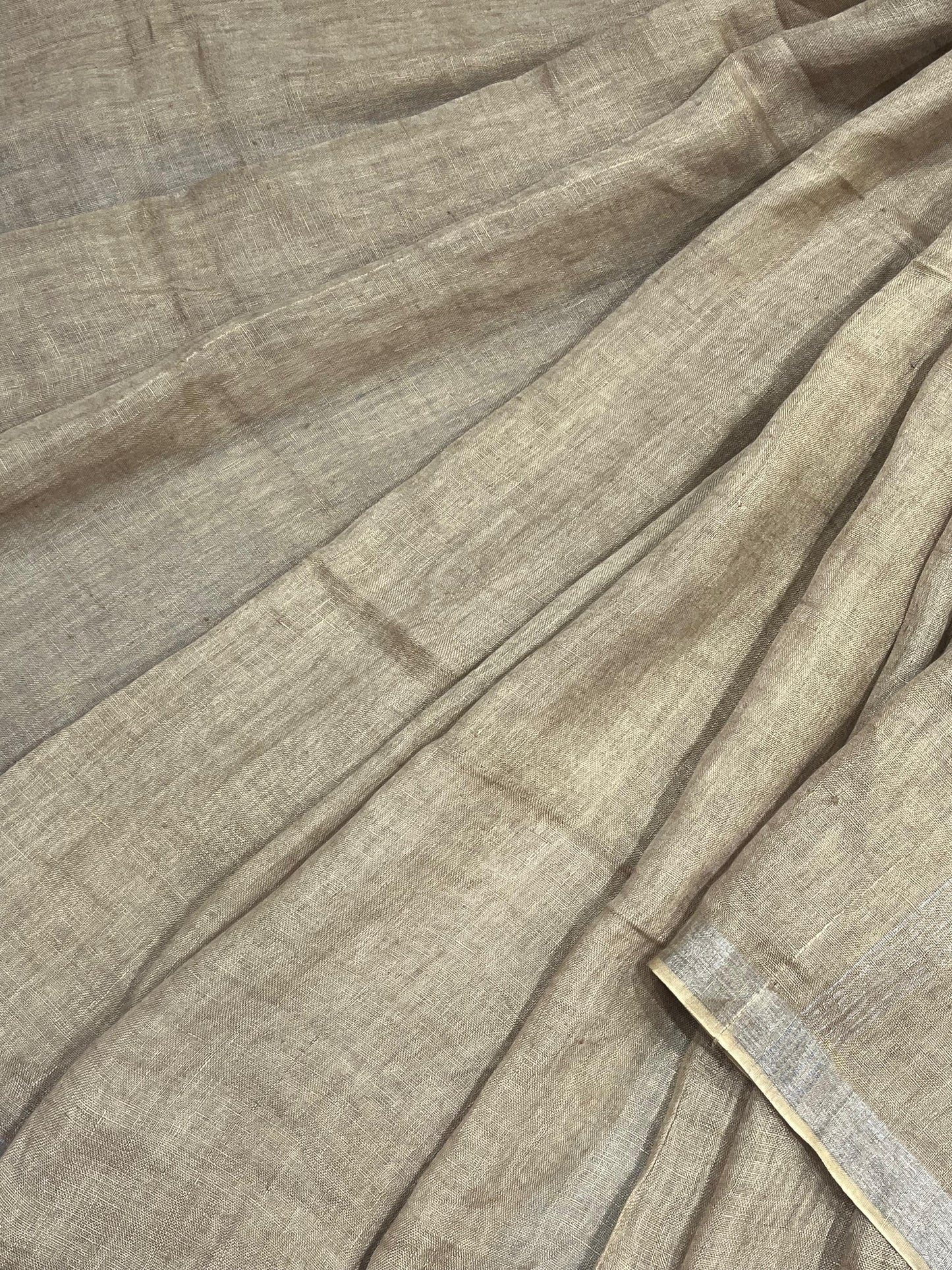 SAND GOLD PURE HANDLOOM LINEN SAREE