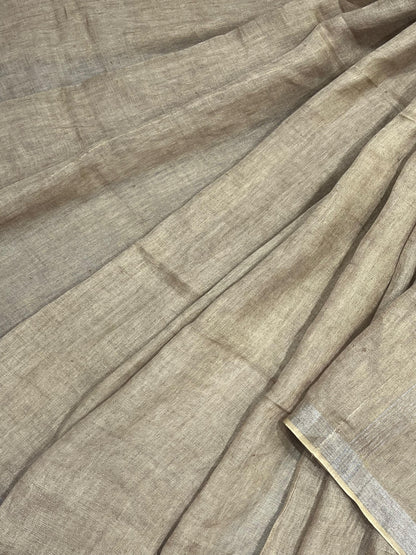 SAND GOLD PURE HANDLOOM LINEN SAREE