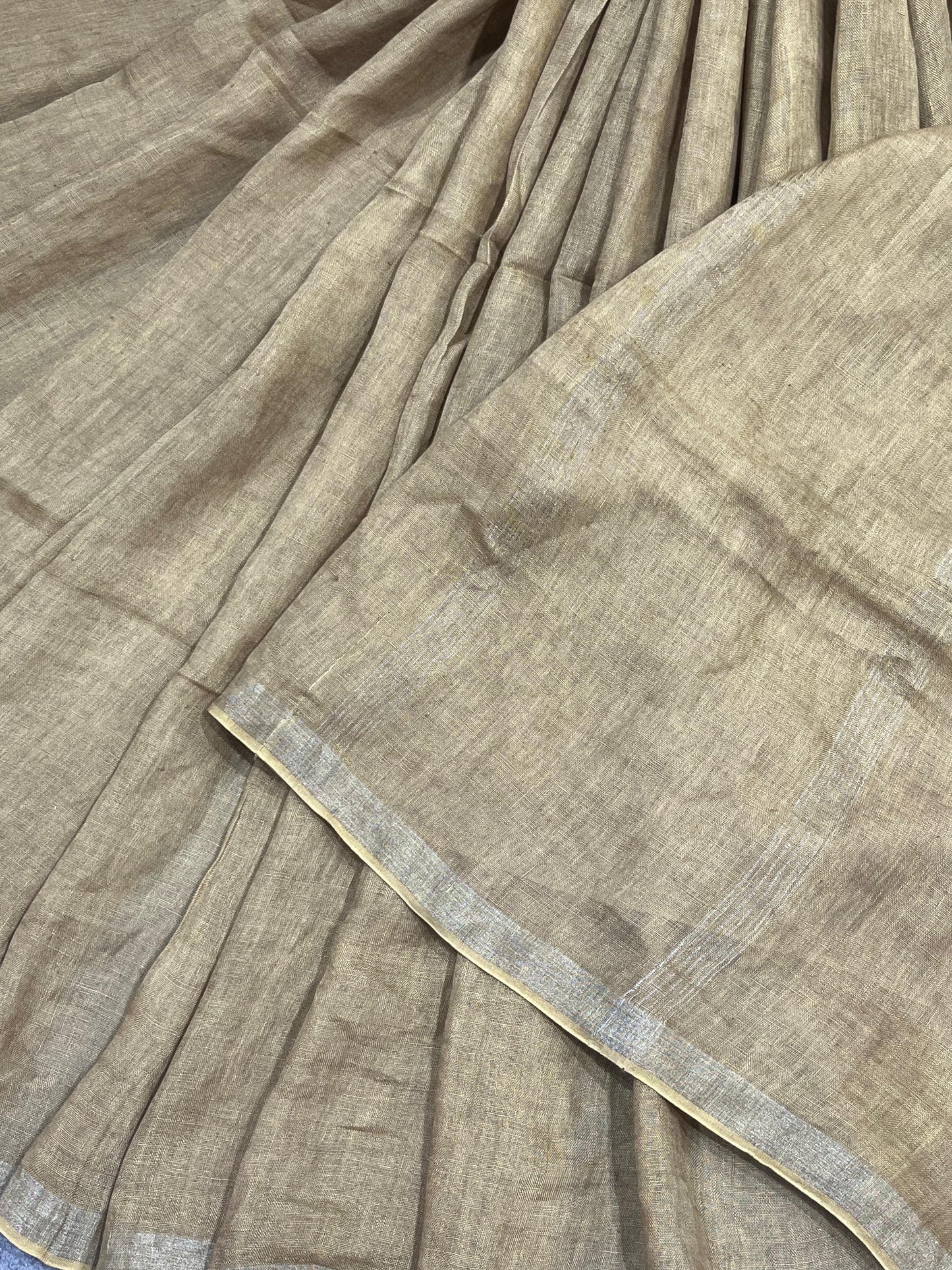 SAND GOLD PURE HANDLOOM LINEN SAREE