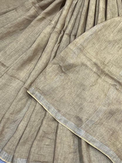 SAND GOLD PURE HANDLOOM LINEN SAREE