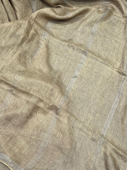SAND GOLD PURE HANDLOOM LINEN SAREE