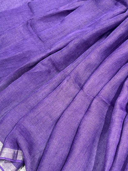 PURPLE PURE HANDLOOM LINEN SAREE