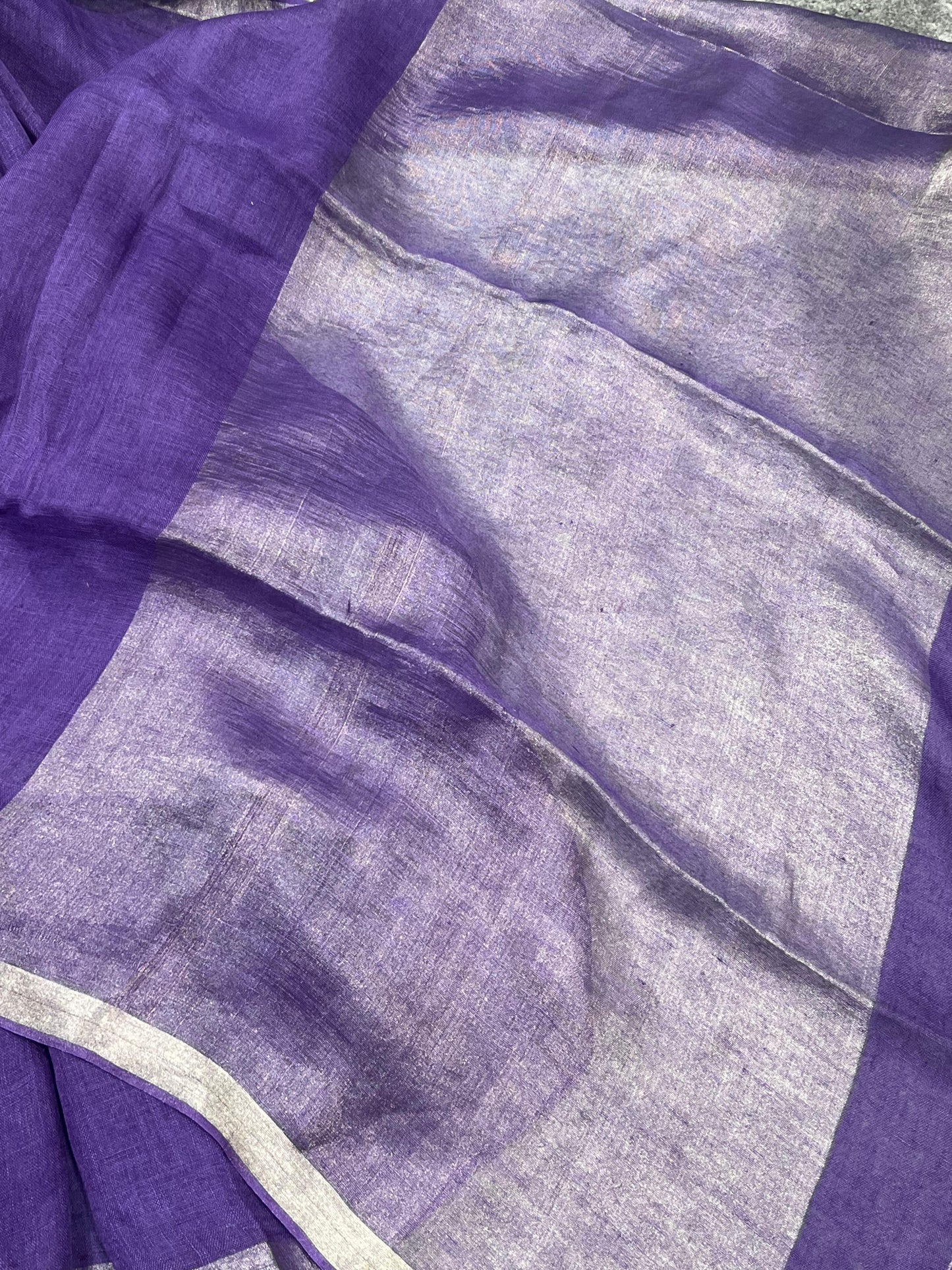 PURPLE PURE HANDLOOM LINEN SAREE