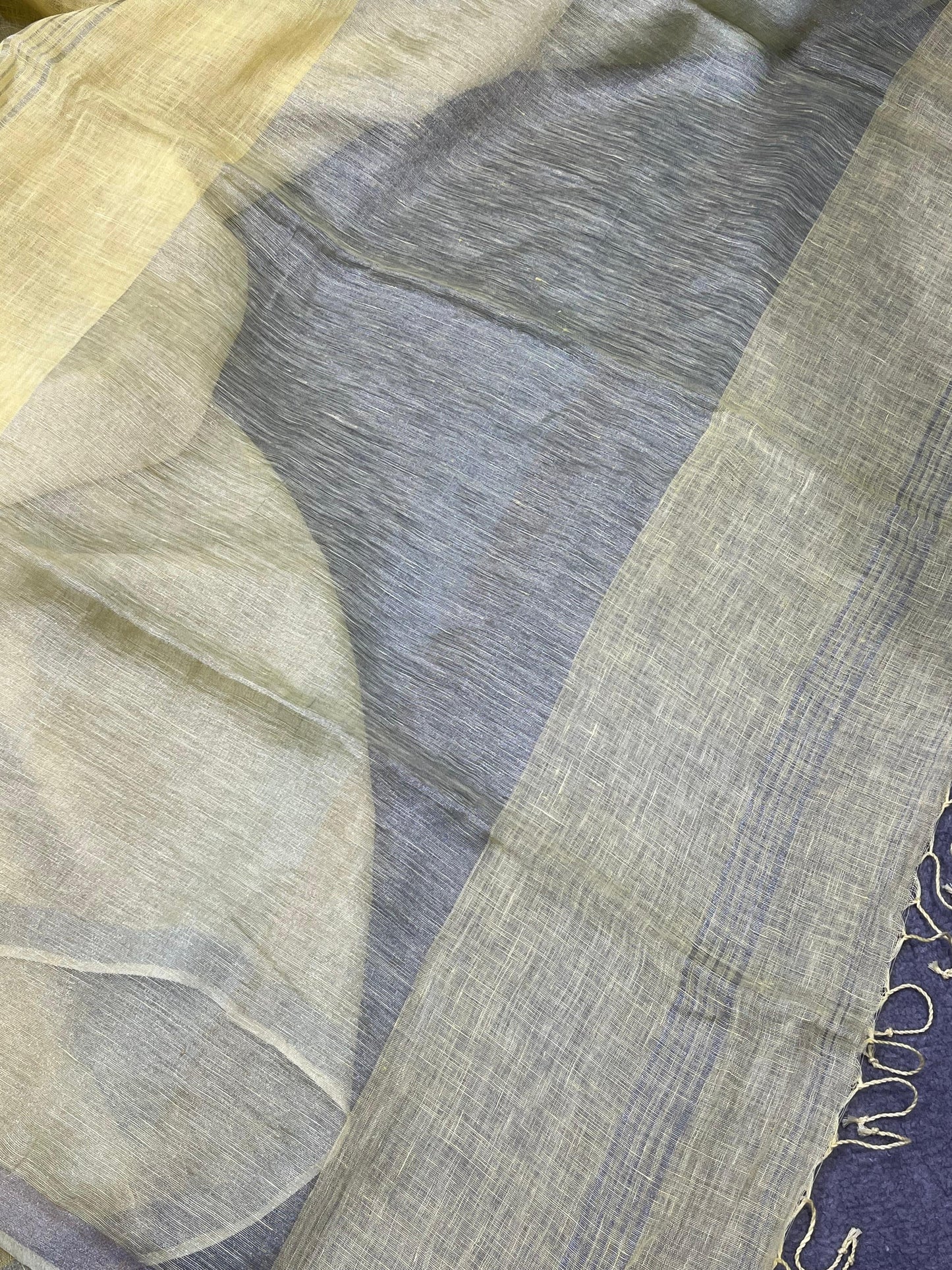 PASTEL YELLOW PURE HANDLOOM LINEN SAREE