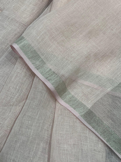 LIGHT PEACH PURE HANDLOOM LINEN SAREE