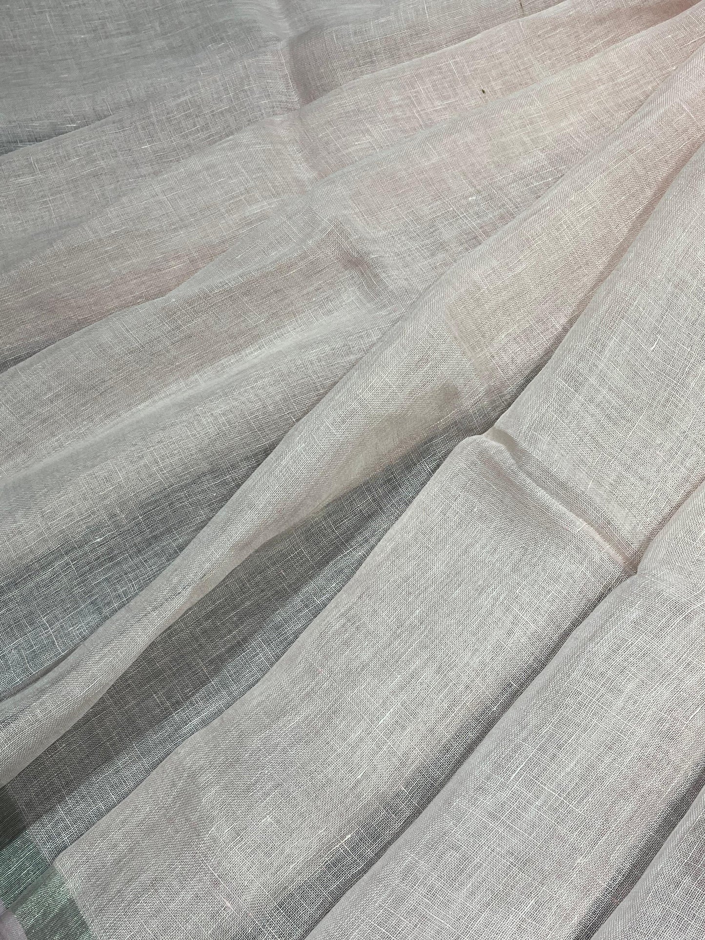 LIGHT PEACH PURE HANDLOOM LINEN SAREE
