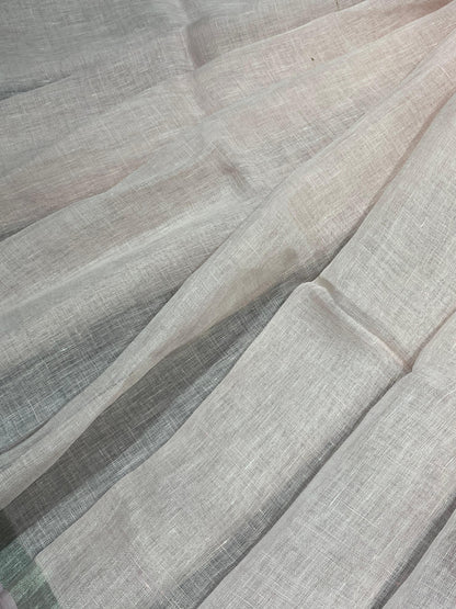 LIGHT PEACH PURE HANDLOOM LINEN SAREE