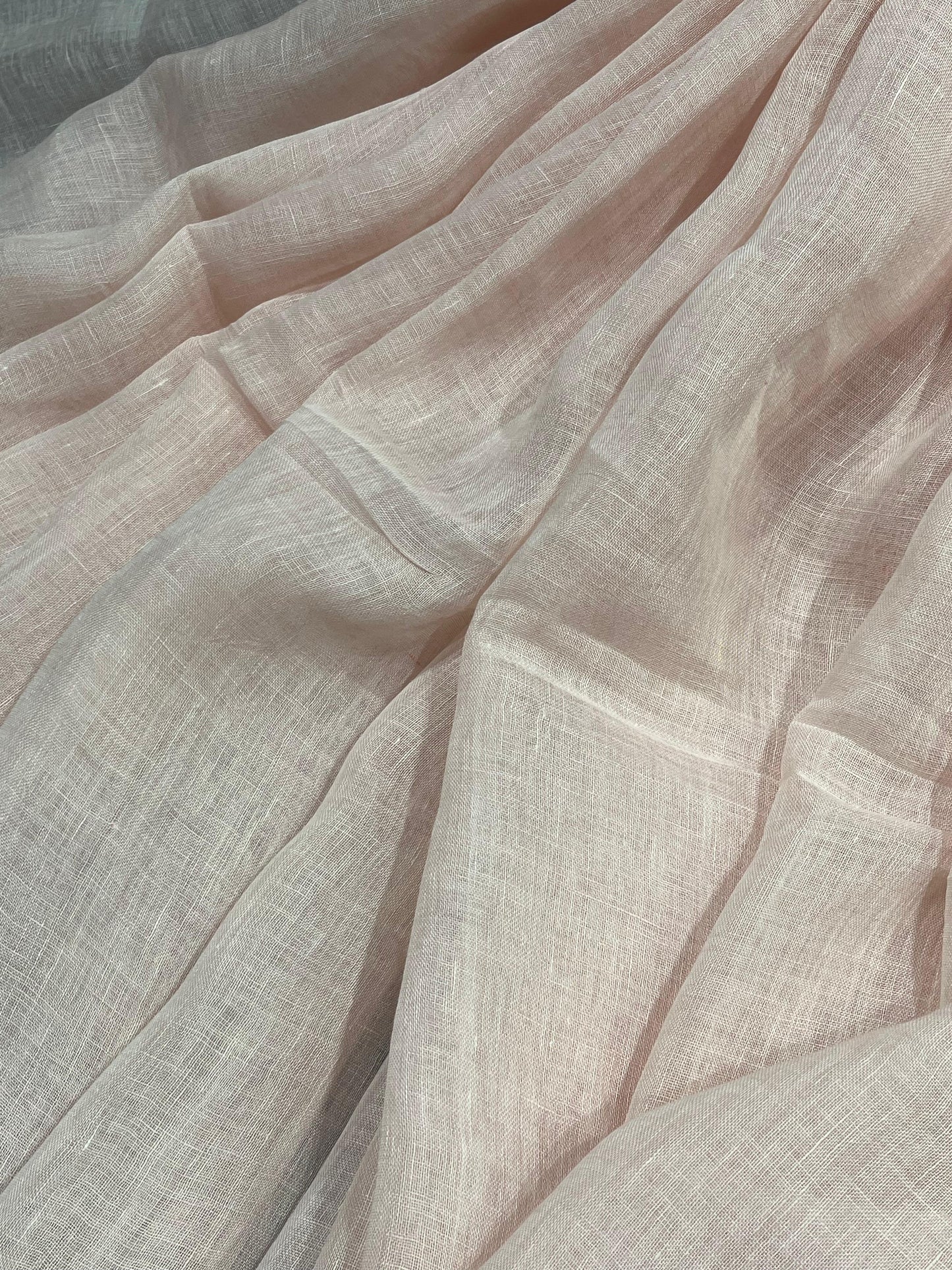 LIGHT PEACH PURE HANDLOOM LINEN SAREE