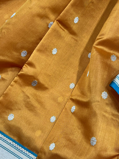 MUSTARD GOLD SILK DO RUKHI PURE HANDLOOM CHANDERI SAREE