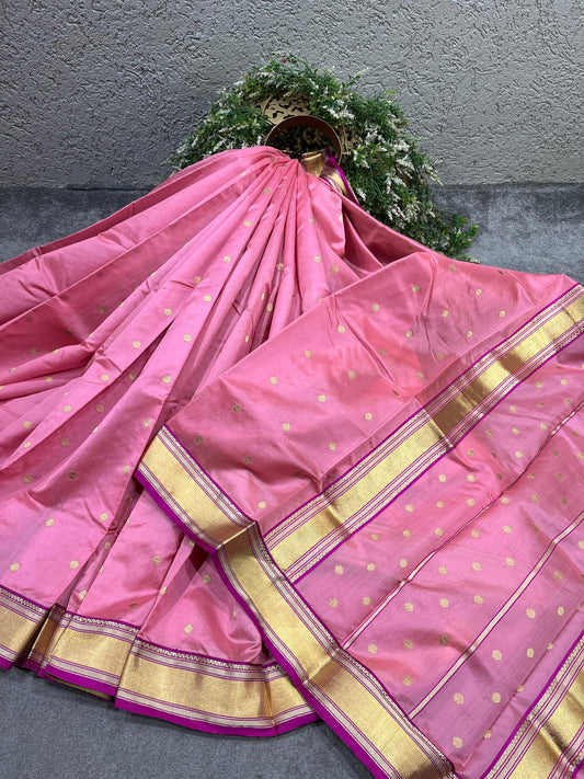 PINK SILK DO RUKHI PURE HANDLOOM CHANDERI SAREE