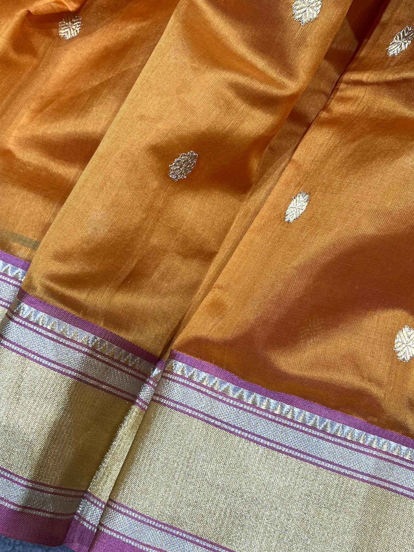 MUSTARD GOLD SILK DO RUKHI PURE HANDLOOM CHANDERI SAREE