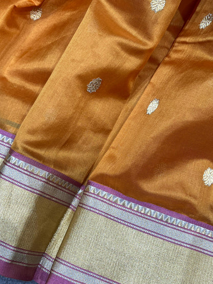 MUSTARD GOLD SILK DO RUKHI PURE HANDLOOM CHANDERI SAREE