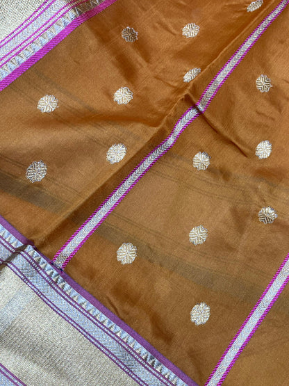 MUSTARD GOLD SILK DO RUKHI PURE HANDLOOM CHANDERI SAREE