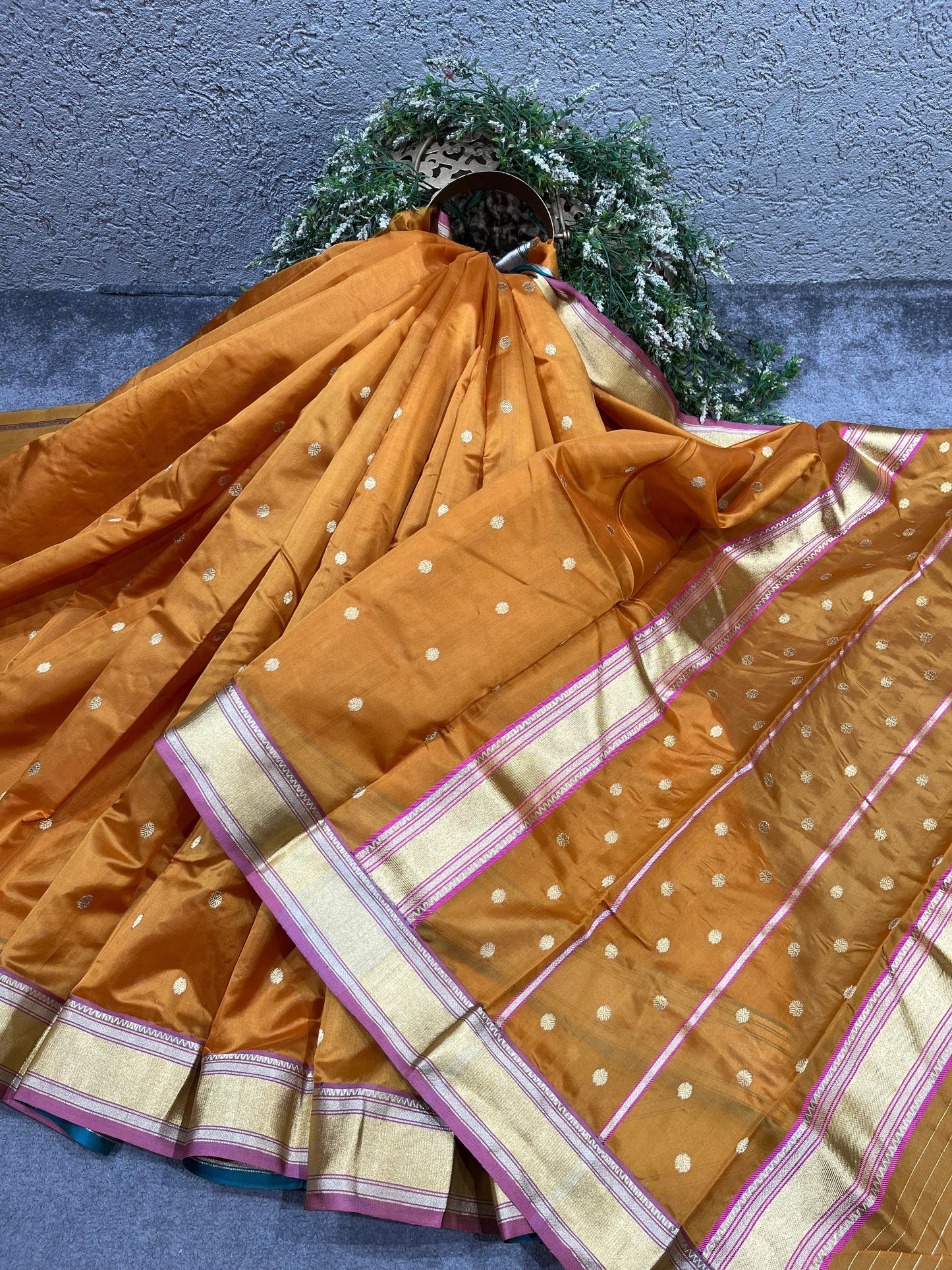 MUSTARD GOLD SILK DO RUKHI PURE HANDLOOM CHANDERI SAREE