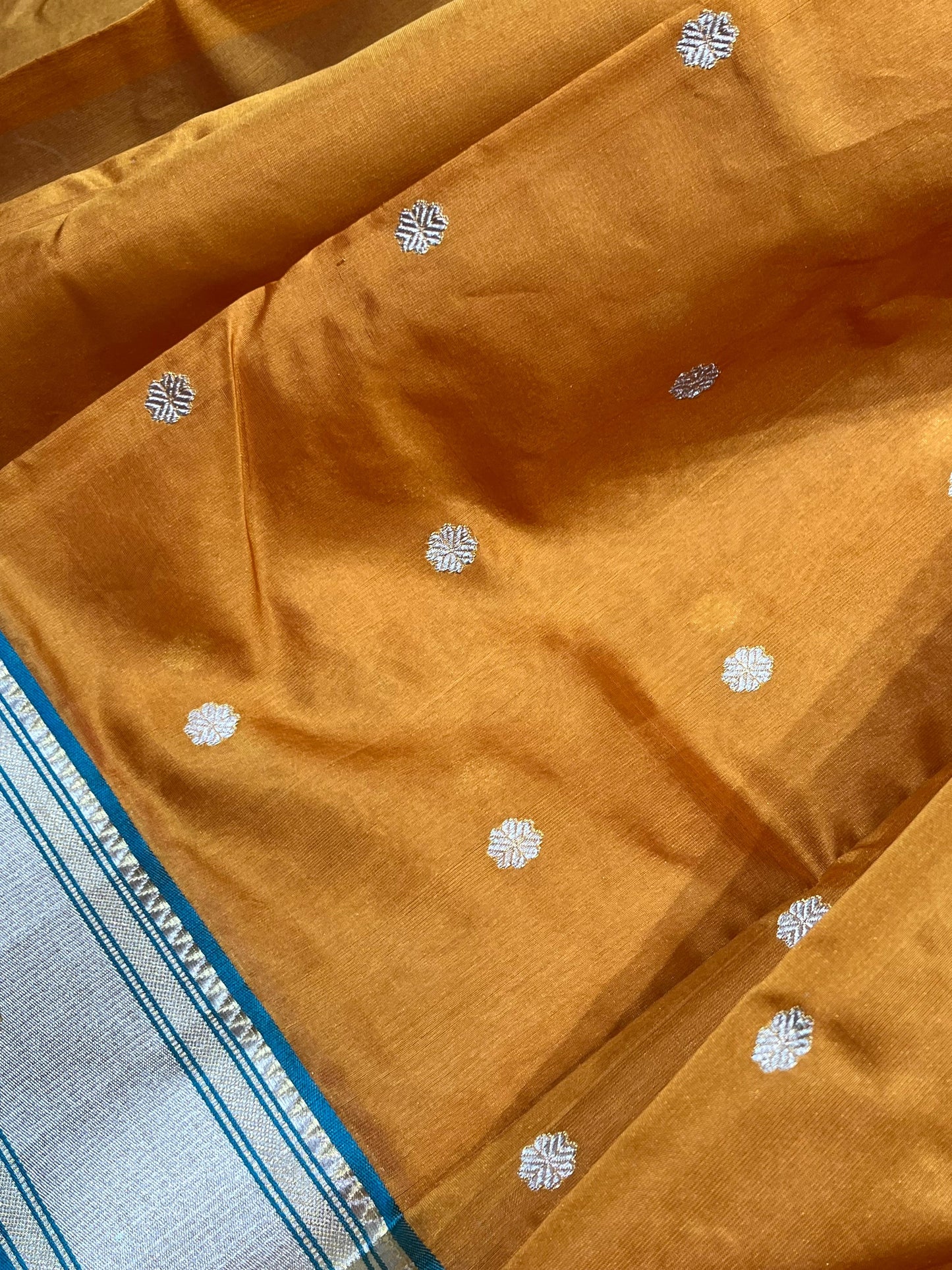 MUSTARD GOLD SILK DO RUKHI PURE HANDLOOM CHANDERI SAREE
