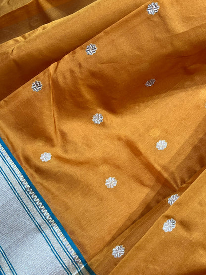 MUSTARD GOLD SILK DO RUKHI PURE HANDLOOM CHANDERI SAREE