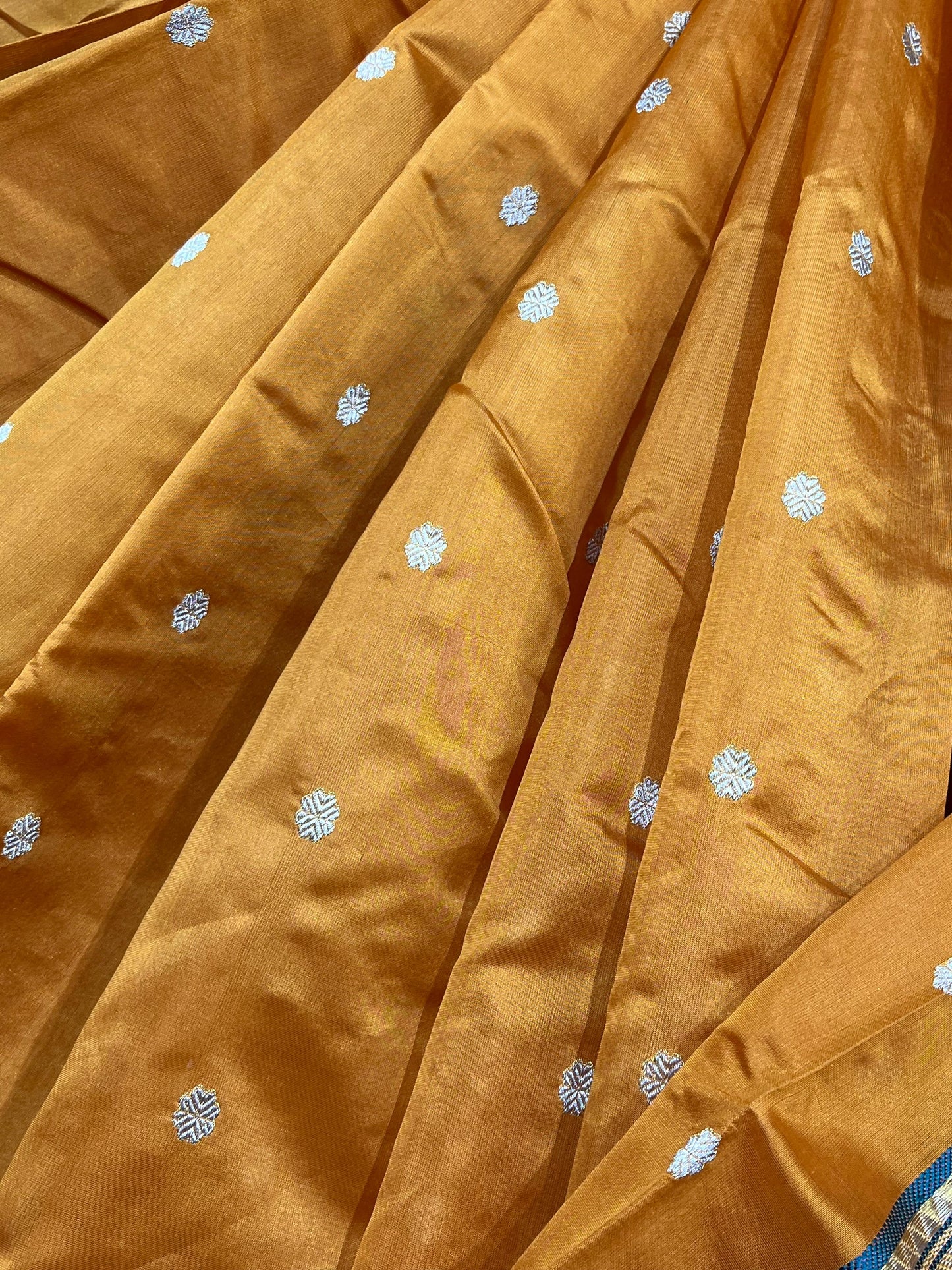 MUSTARD GOLD SILK DO RUKHI PURE HANDLOOM CHANDERI SAREE