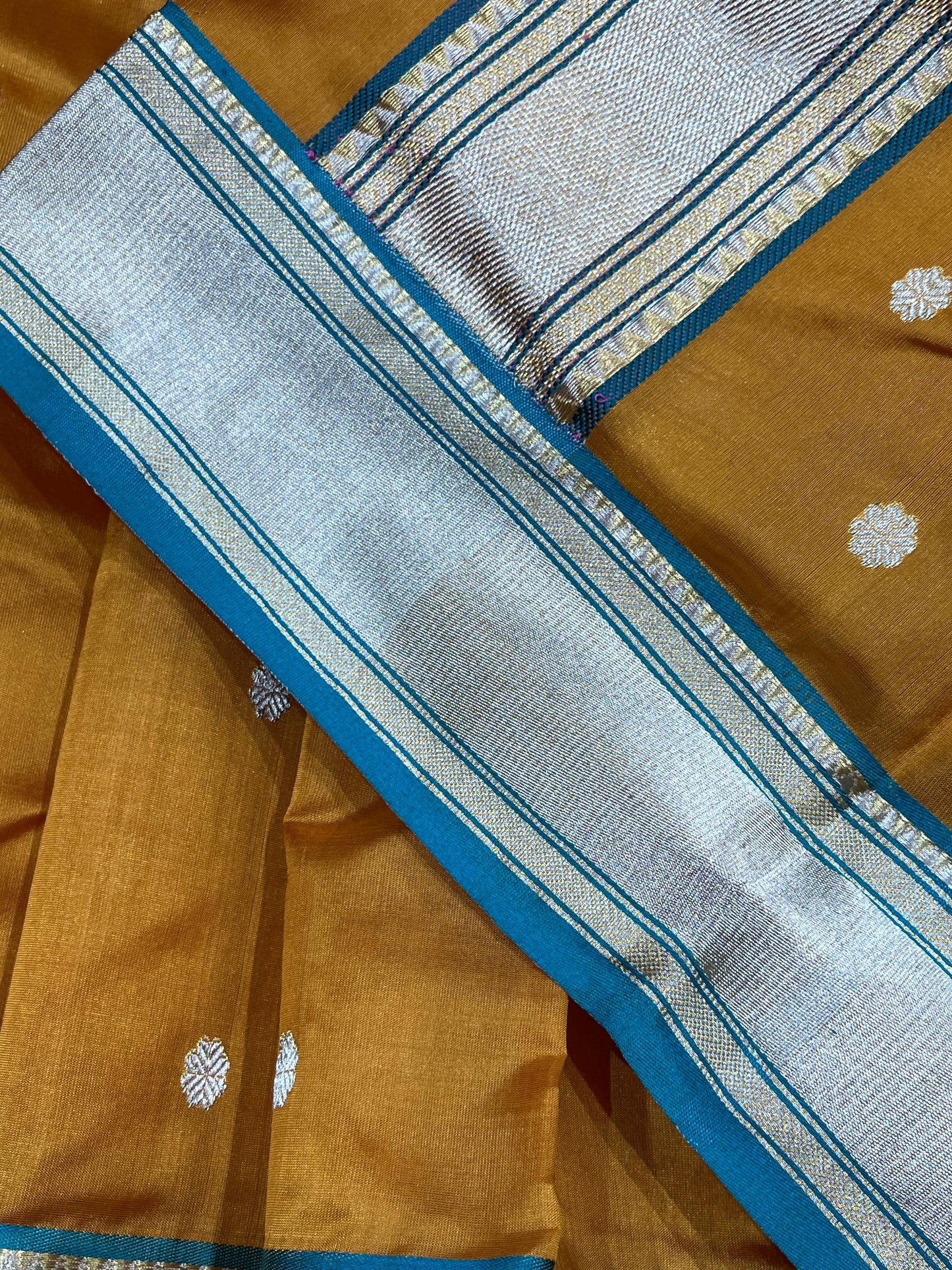 MUSTARD GOLD SILK DO RUKHI PURE HANDLOOM CHANDERI SAREE