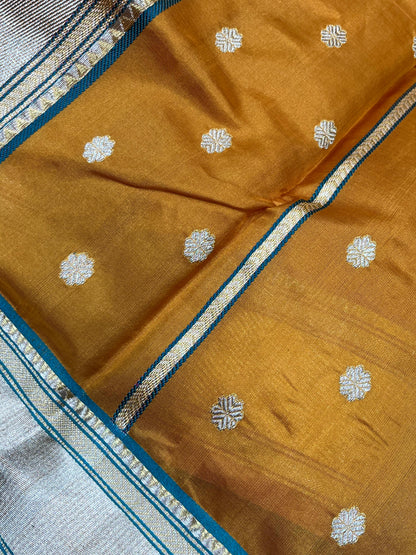 MUSTARD GOLD SILK DO RUKHI PURE HANDLOOM CHANDERI SAREE
