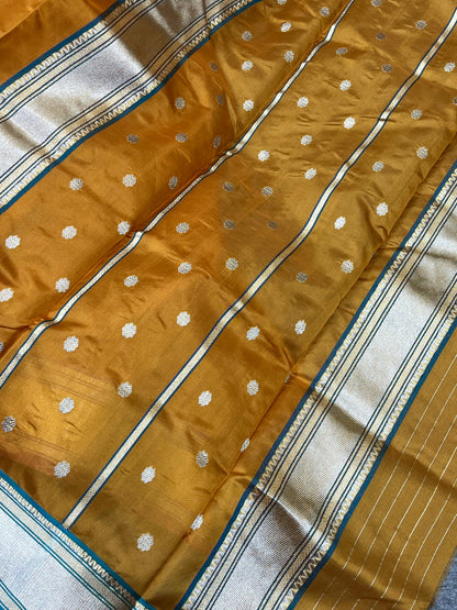MUSTARD GOLD SILK DO RUKHI PURE HANDLOOM CHANDERI SAREE