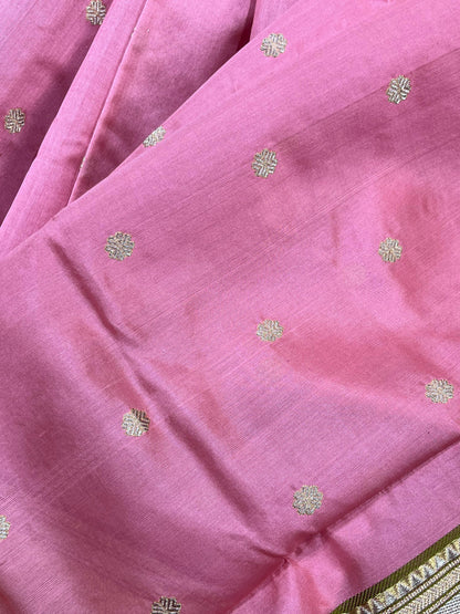 PINK SILK DO RUKHI PURE HANDLOOM CHANDERI SAREE