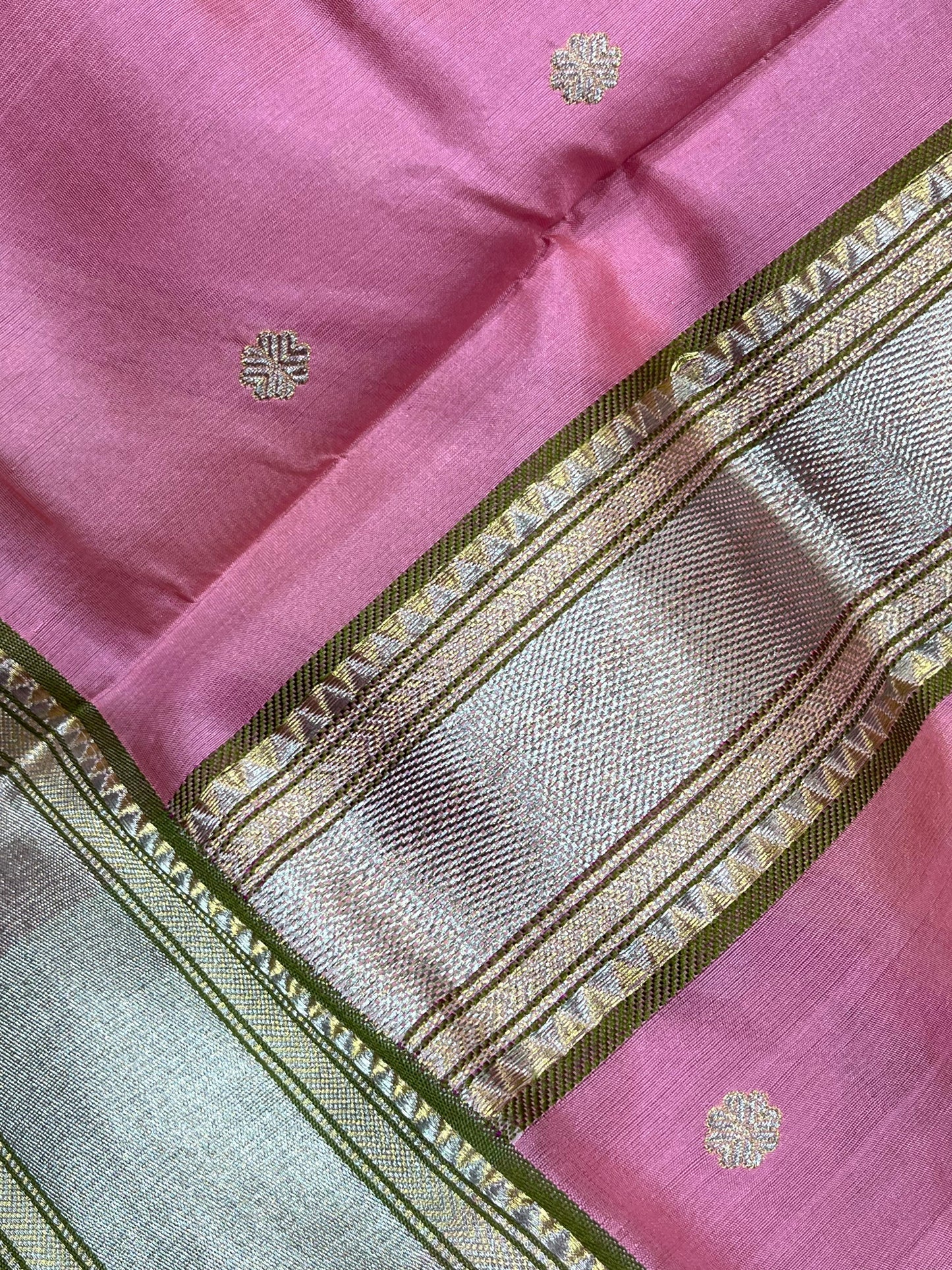PINK SILK DO RUKHI PURE HANDLOOM CHANDERI SAREE