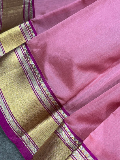 PINK SILK DO RUKHI PURE HANDLOOM CHANDERI SAREE