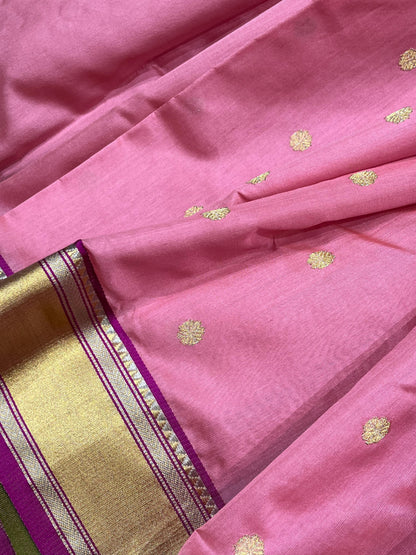 PINK SILK DO RUKHI PURE HANDLOOM CHANDERI SAREE