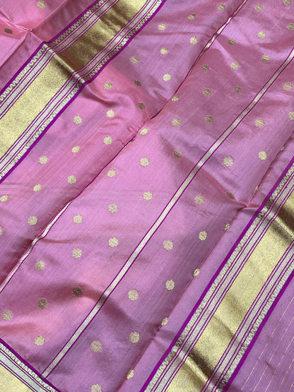 PINK SILK DO RUKHI PURE HANDLOOM CHANDERI SAREE