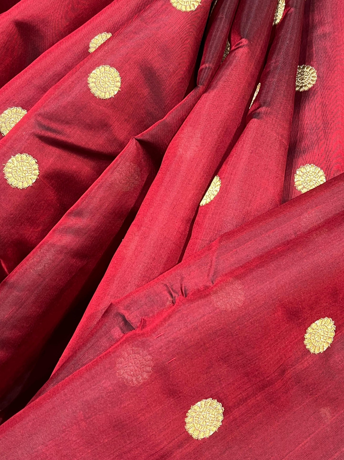 MAROON SILK DO RUKHI  PURE HANDLOOM CHANDERI SAREE