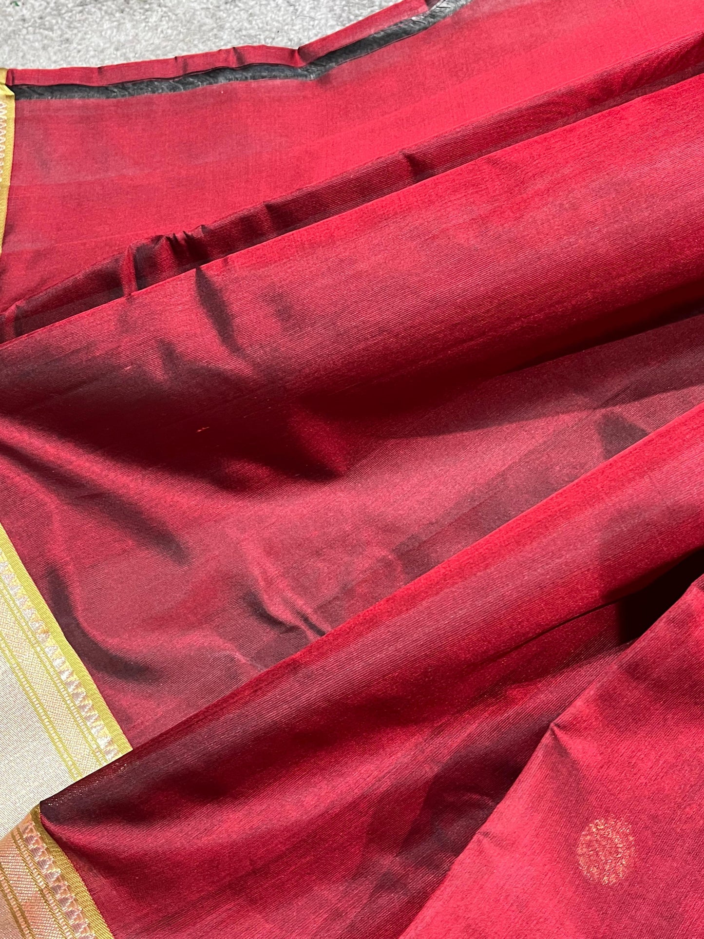 MAROON SILK DO RUKHI  PURE HANDLOOM CHANDERI SAREE