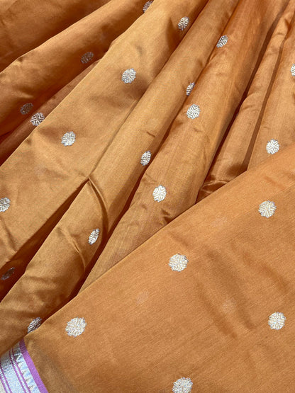 MUSTARD GOLD SILK DO RUKHI PURE HANDLOOM CHANDERI SAREE