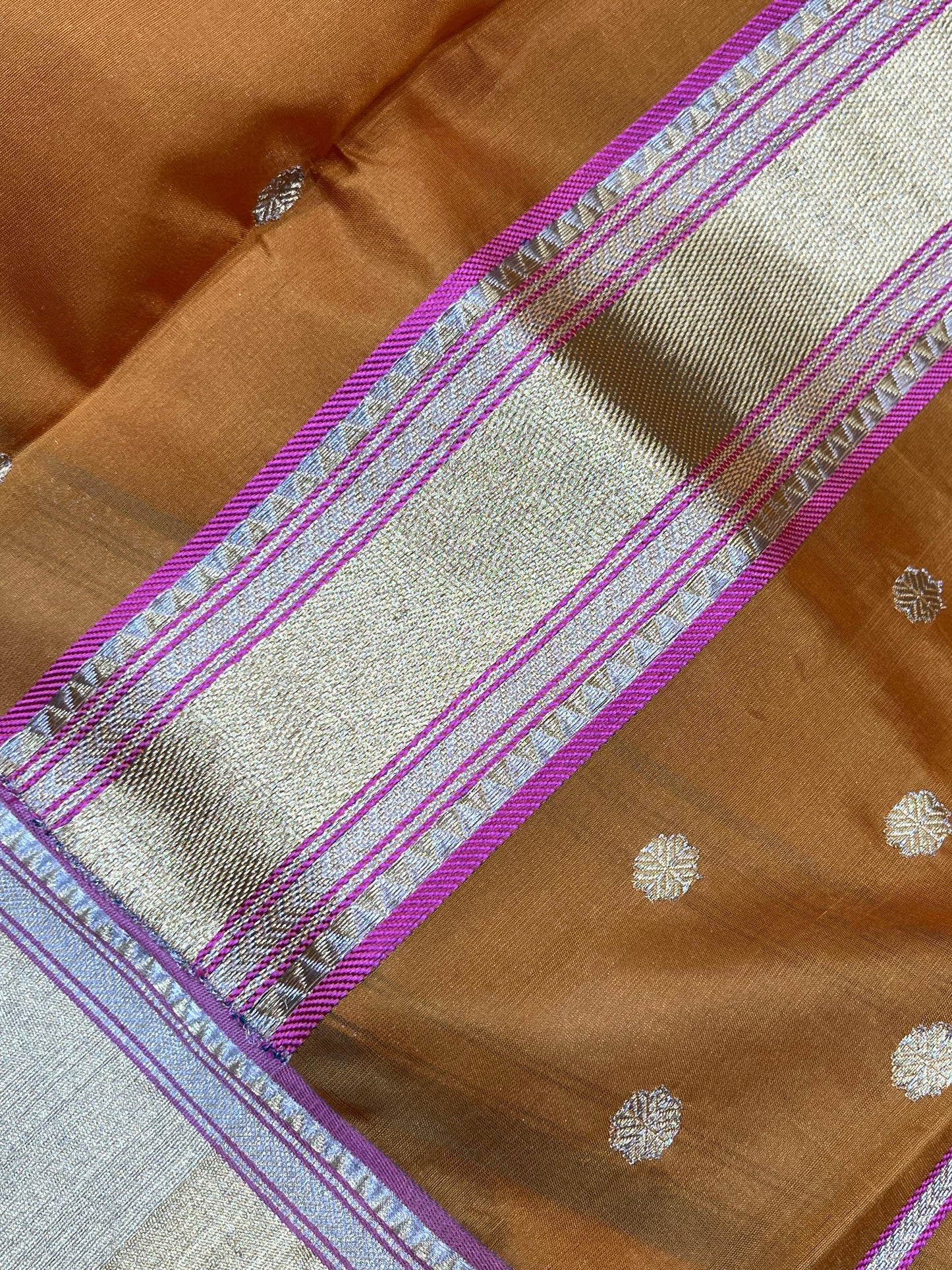 MUSTARD GOLD SILK DO RUKHI PURE HANDLOOM CHANDERI SAREE
