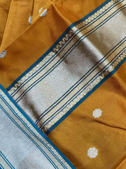 MUSTARD GOLD SILK DO RUKHI PURE HANDLOOM CHANDERI SAREE