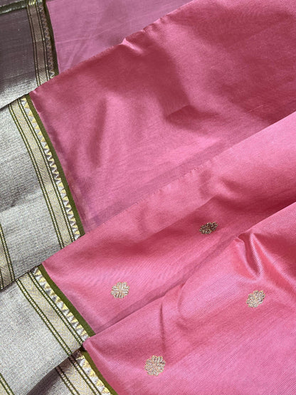 PINK SILK DO RUKHI PURE HANDLOOM CHANDERI SAREE