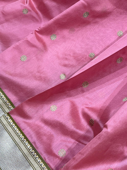 PINK SILK DO RUKHI PURE HANDLOOM CHANDERI SAREE