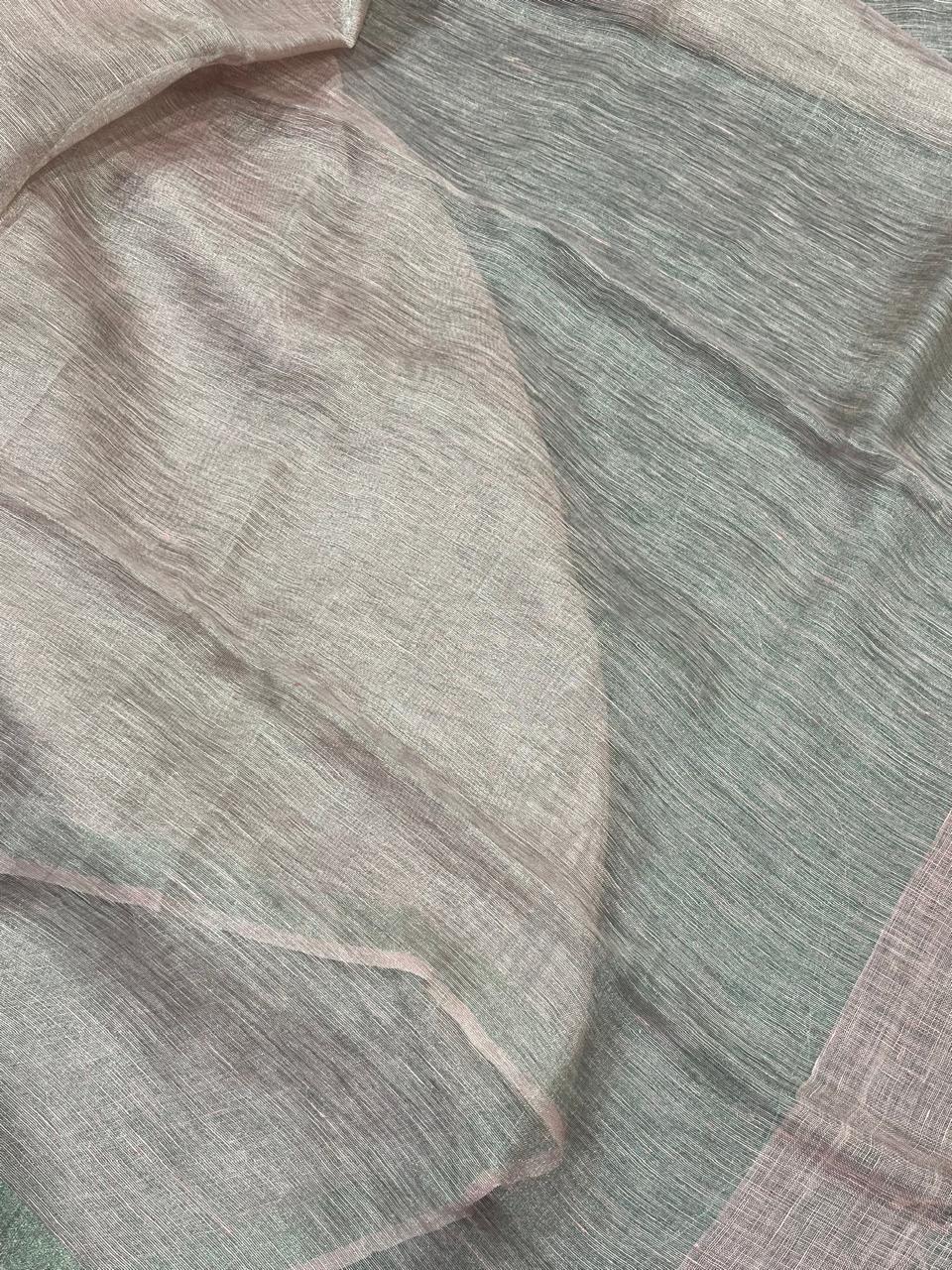 POWDER PINK TISSUE PURE HANDLOOM LINE SAREE