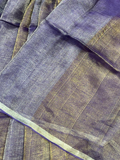 PURPLE TISSUE PURE HANDLOOM LINEN SAREE
