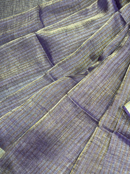 PURPLE TISSUE LINEN PURE HANDLOOM LINEN SAREE