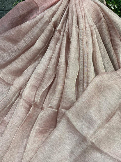 POWDER PINK TISSUE PURE HANDLOOM LINE SAREE