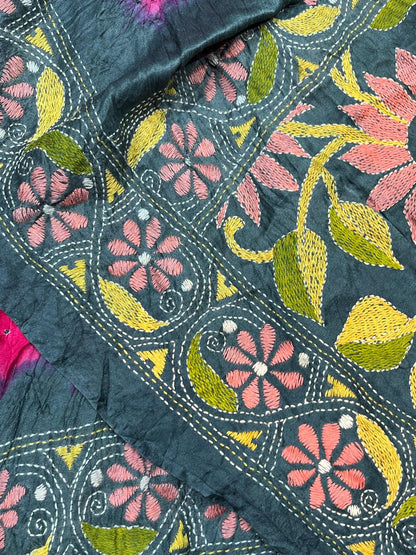 PINK GAJJI SILK PURE HANDLOOM BANDHEJ SAREE